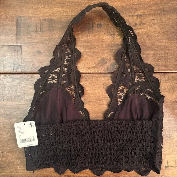 🔥SALE🔥 Free People Adella Halter Bra Black Lace Small - Picture 8 of 12